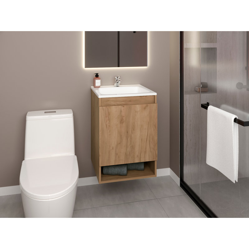 Meuble-lavabo de salle de bain H 24,8 po, 1 porte, 2 tablettes