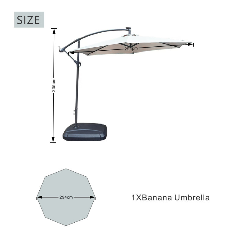 294cm Lighted Cantilever Parasol, Beige