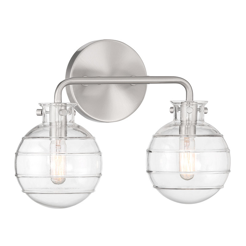  Luminaire de meuble-lavabo à 2 lumières Mason en nickel satiné, 10" H x 13.5" W x 13.5" D, Nickel satiné, Deux lumières