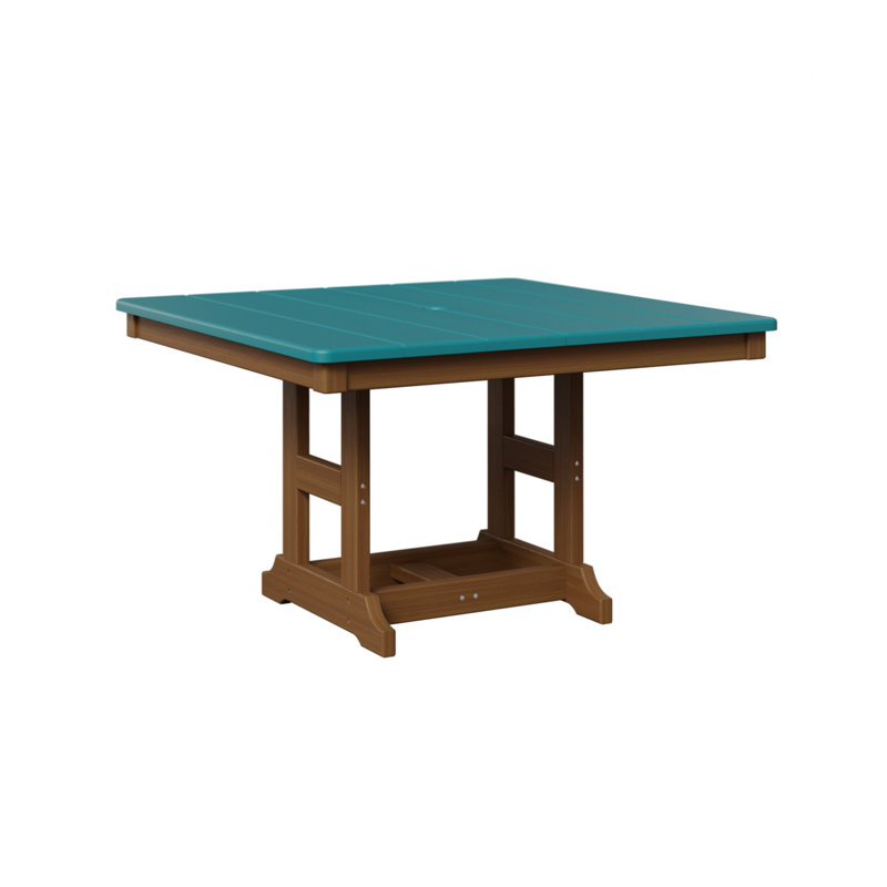Table carrée berlinoise pour enfants 33 po Berlin, Bleu Aruba, Teck naturel