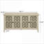Armoire avec 4 portes évidées, style américain pour le bureau de chambre à coucher | Beige | Panneau de particules et panneau de fibres à densité moyenne