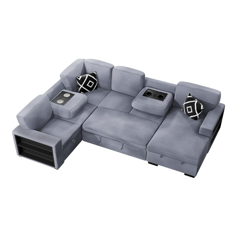 Canapé modulaire 4 pièces convertible, Tissu gris