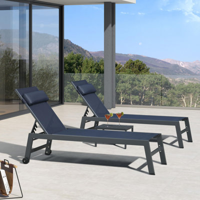 Shiner 3-Piece Aluminum Patio Chaise Lounge Set