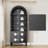 Arched Solid Wood Storage Cabinet, Black Finish-1987157604