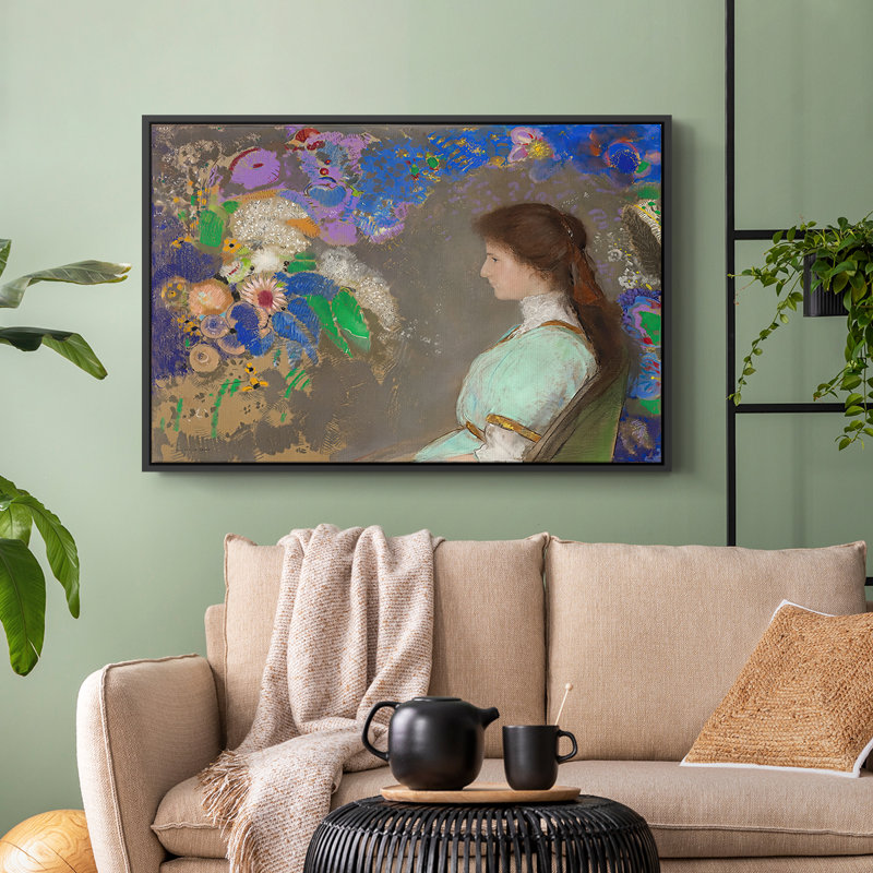 Portrait of Violette Heymann, 1910 - Odilon Redon, toile tendue avec châssis, 24 po x 36 po, Noyer