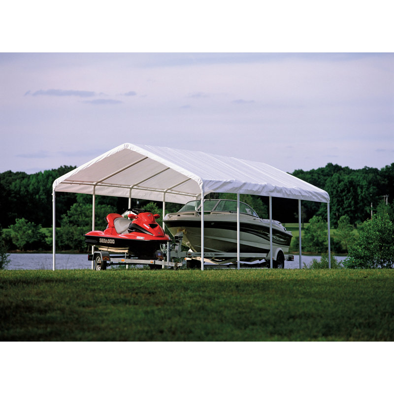 Super Max 18' x 30' White Polyethylene Canopy with Steel Frame