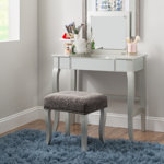 Daughtry Vanity Set with Mirror and Matching Padded Stool