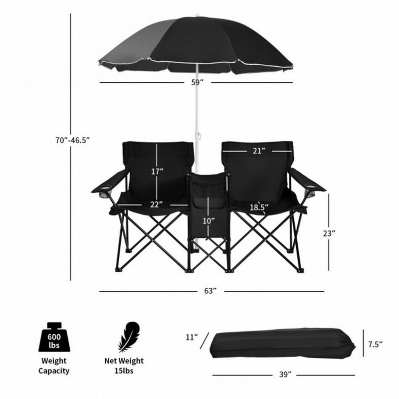 Collington Folding Camping Chair, Black
