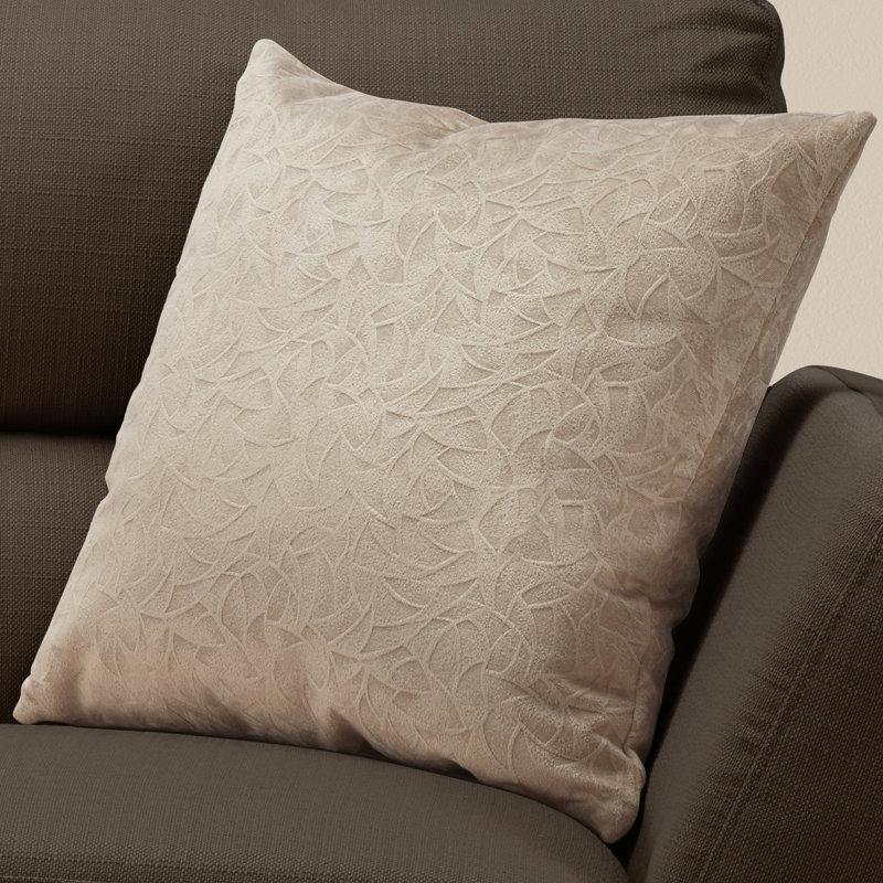 Beige Floral Velvet 18" Square Decorative Throw Pillow