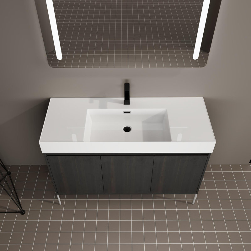 Meuble-lavabo autoportant avec lavabo en résine