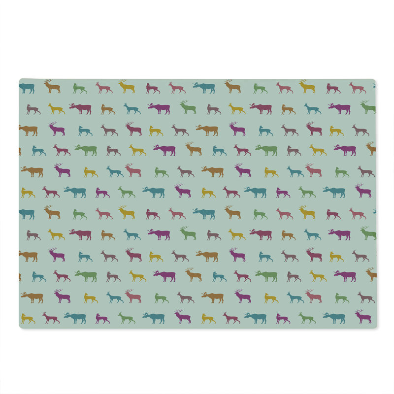 Ambesonne Deer Cutting Board Large Size Animal Silhouettes Pattern Multicolor