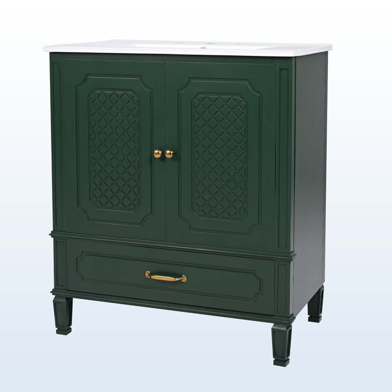 Meuble-lavabo 30 po avec lavabo, Vert foncé