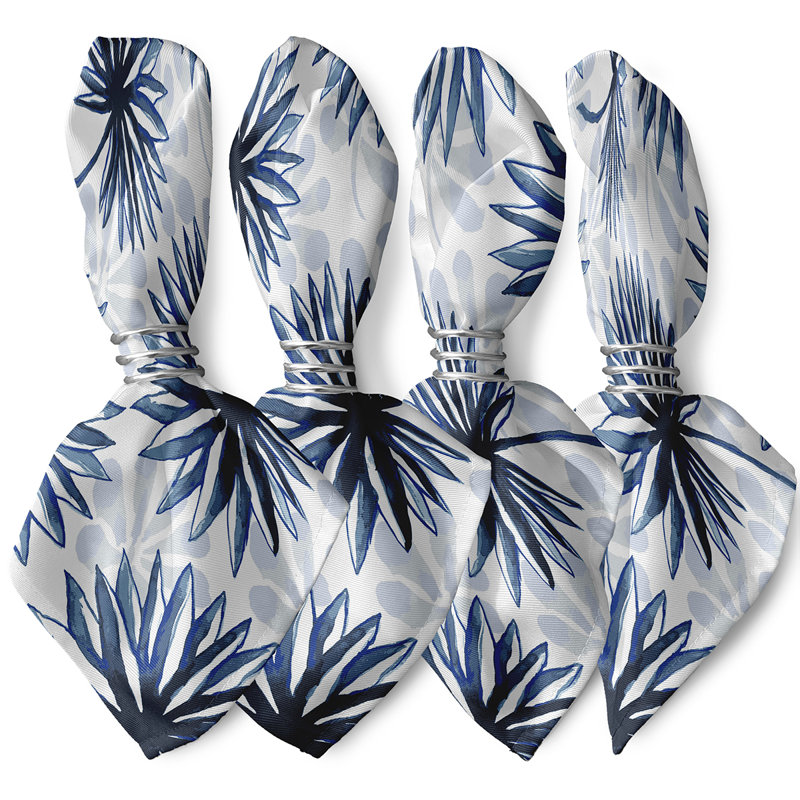 Betterton Polyester Floral Square Napkin, Blue