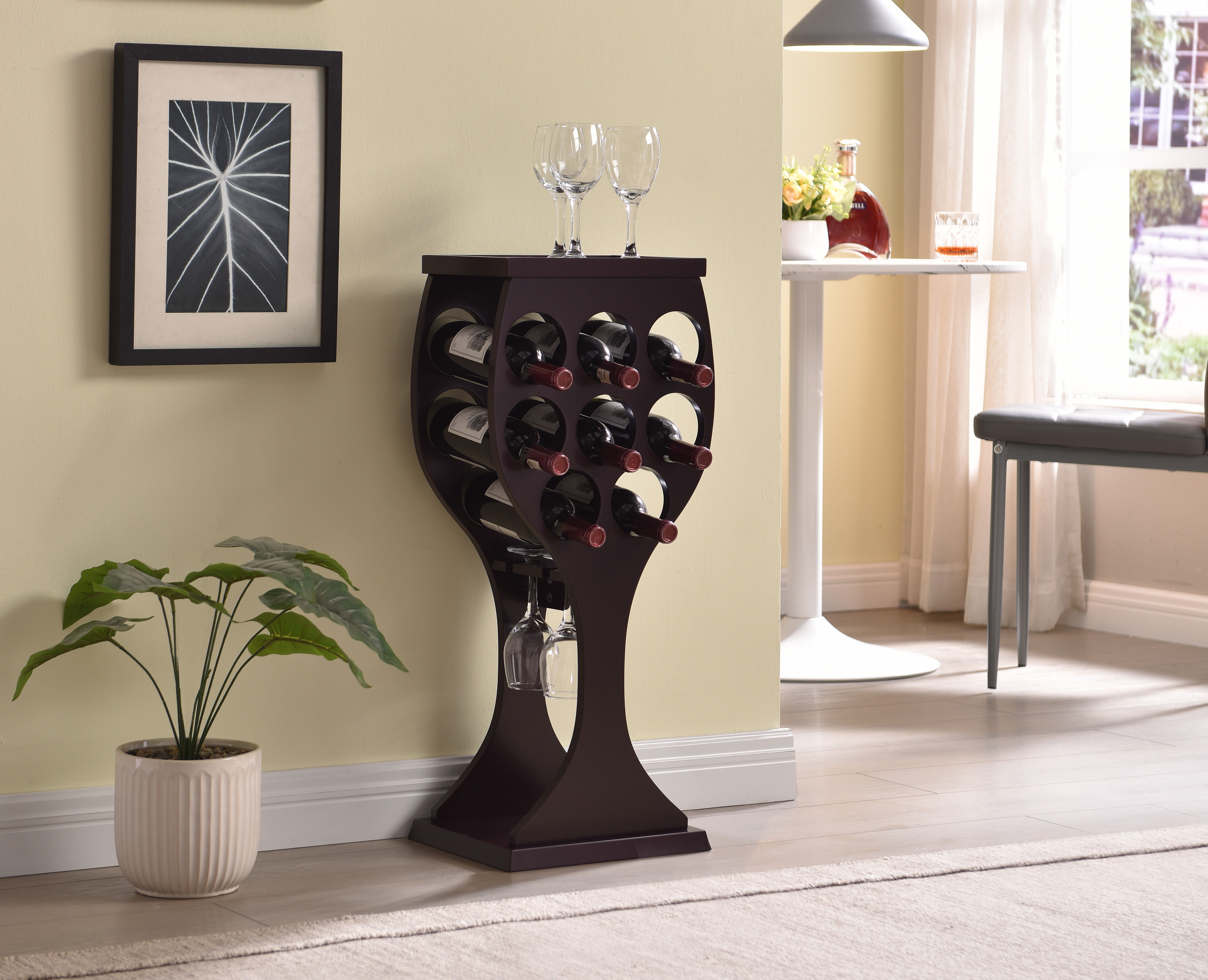 Wine glass outlet shaped wine rack