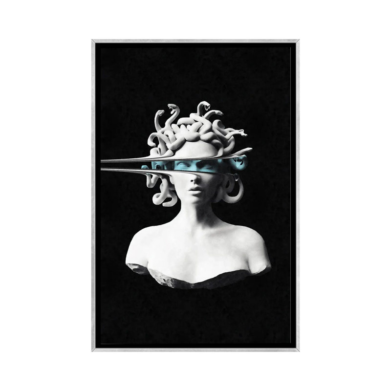 Méduse - reproduction d'art murale encadrée, H 26 po x l 18 po, Reproduction encadrée sans passe-partout, Argent argent