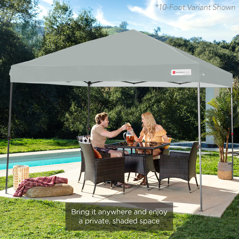 Best Choice Products Easy Setup Pop Up Canopy W/ 1-Button Setup, Wheeled Case, 4 Weight Bags, Silver, 12ft x 12ft