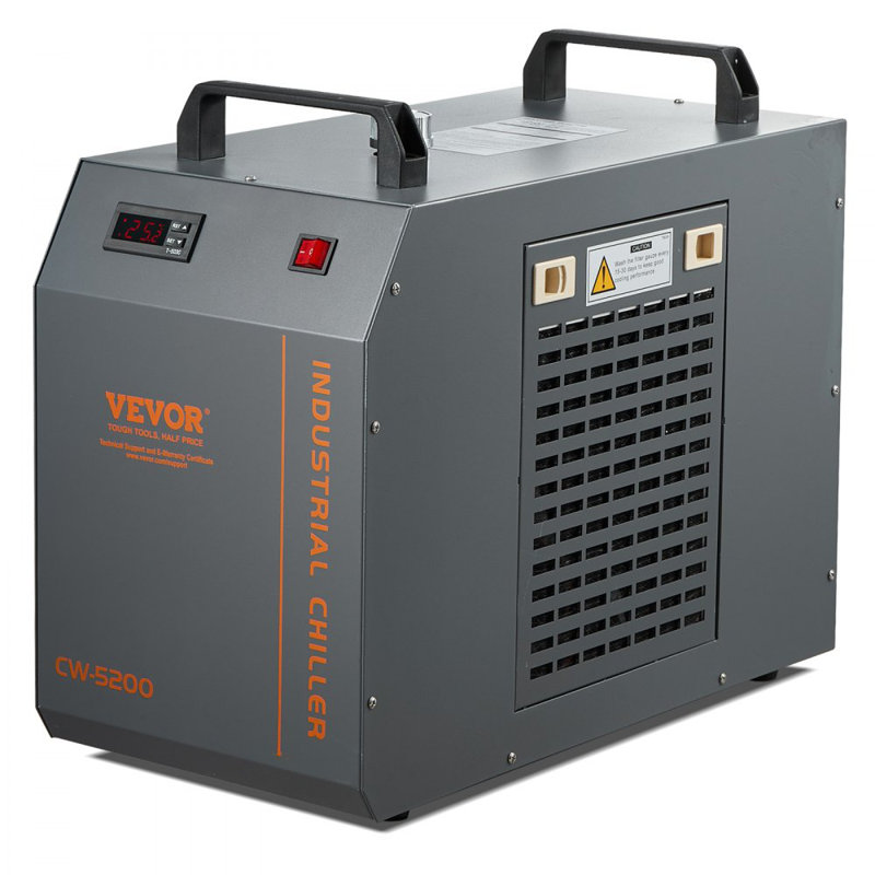 Industrial Water Chiller, CW-5200, Industrial Water Cooler Cooling System with Built-in Compressor 7L Water Tank Capacity 13 L/min Max Flow Rate, for CO2 Laser Engraving Machine Cooling Machine