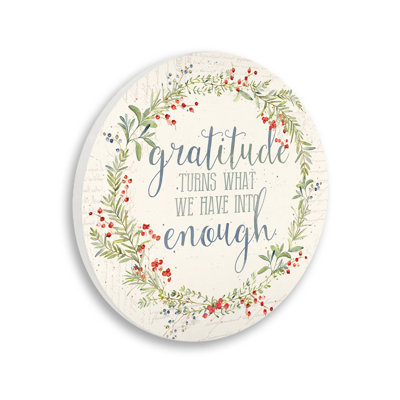 Plaque murale décorative en forme de mot «Gratitude Enough Fall Autumn Seasonal Inspired», 12 po de diamètre