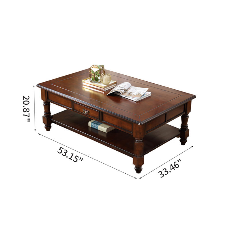 Table basse en bois massif de style européen