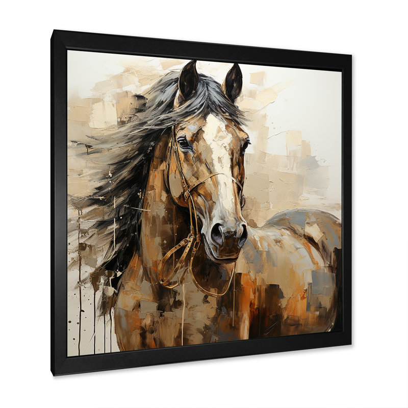 Cheval, liberté symbolique - impression sur toile, H 30 po x l 30 po x P 1 po, Cadre simple noir