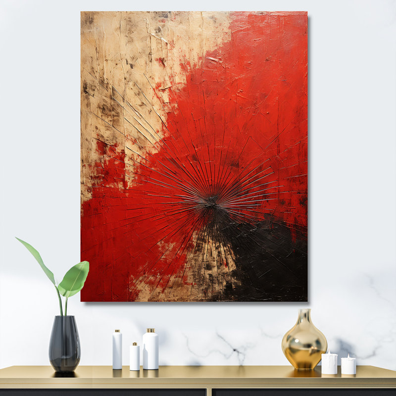 Red Ruby Rays - Formes abstraites, reproduction sur toile, H 40 po x l 30 po x P 1,5 po, Toile tendue