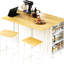 Grand îlot de cuisine avec espace de rangement interne, prise de courant, 5 roulettes, 2 tiroirs, tablettes réglables, rangement blanc de 48 po, entrée, mobilité, finition-971422355-971422357