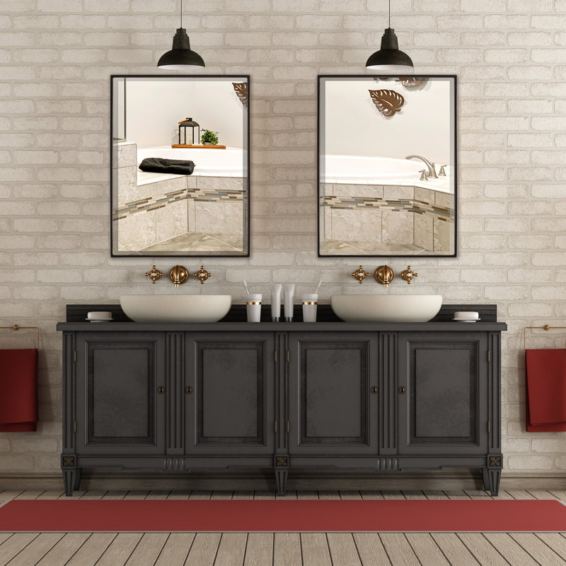 Bugarin Rectangle Mirror, Rubbed Black, 22.62" H x 28.62" W