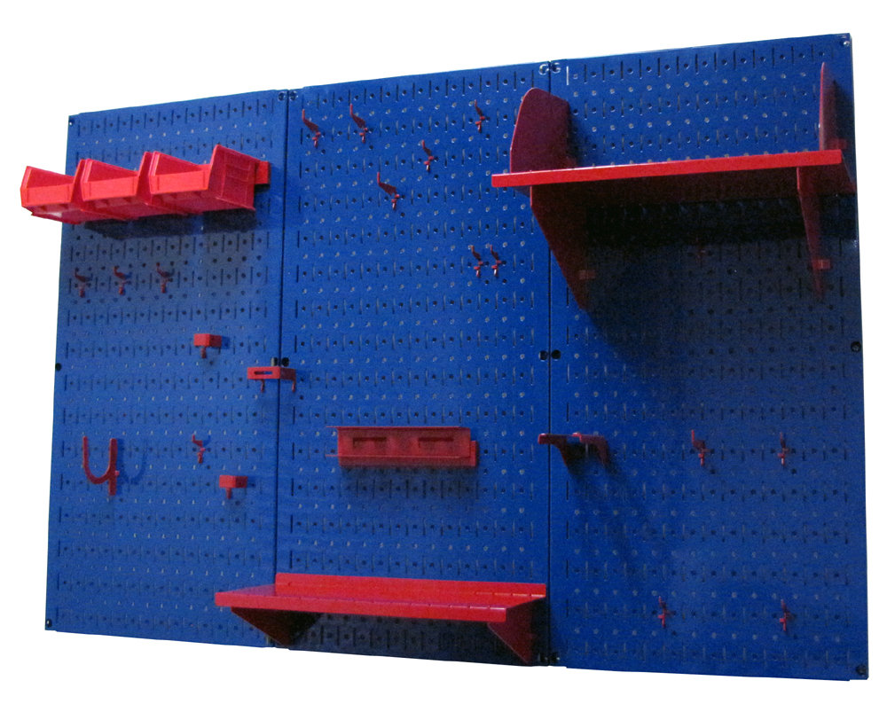 Pegboard Standard Tool Storage 32" H x 48" W Kit Wall Control Finish: Blue and Red