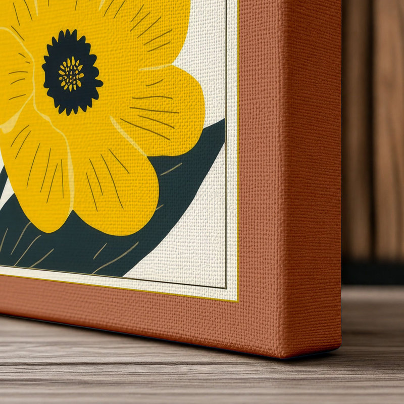 Three Stem Botanic Botanical - Wrapped Canvas, 24x16 - 61.0 x 40.6 cm, Terracotta Border