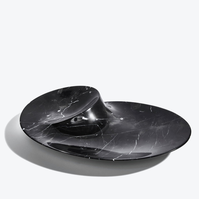 Swirl Bowl, Large, Grey, Black, 18.8"W x 12.2"D x 3.1"H
