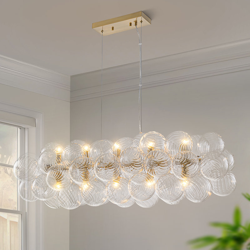 Lustre tourbillon 10 lumières en verre, Doré