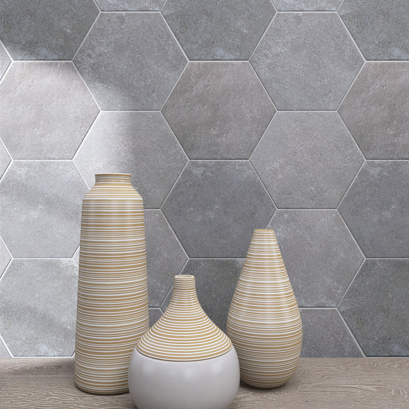 Dakota Hexagon 7.87 in. x 9.45 in. Matte Porcelain  Floor and Wall Tile, Base Grafito