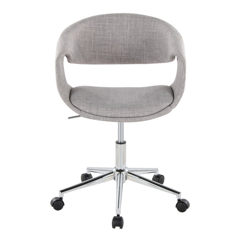 Chaise de travail en métal chromé et tissu gris