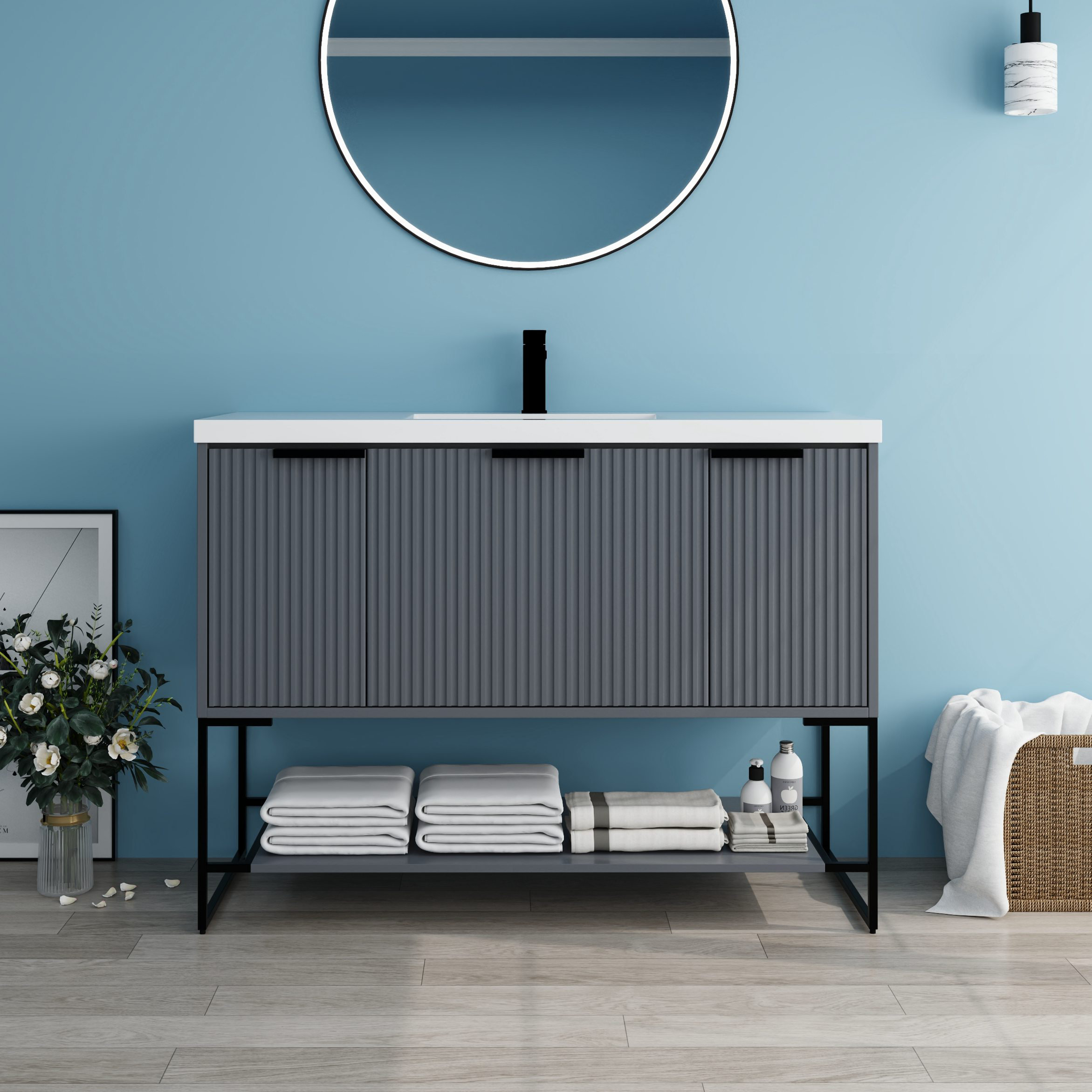 Latitude Run® 47.2'' Free Standing Single Bathroom Vanity with Resin ...