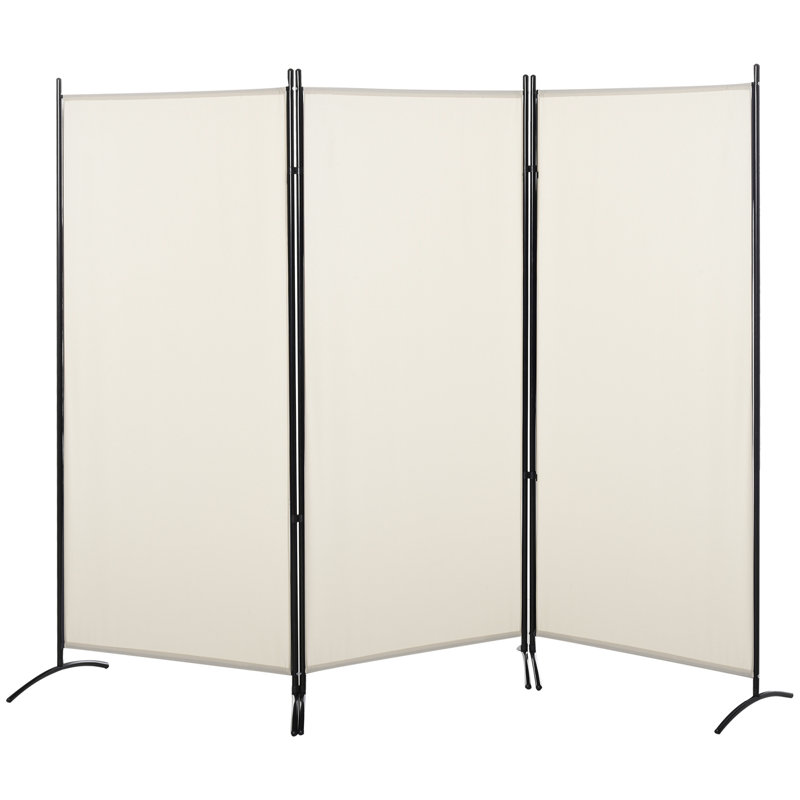 Paravent 6 panneaux 3 panneaux. Clôture d'intimité beige. Pliable à double charnière. Structure en métal. Gain de place. H 72,65 po x L 99,5 po x P 20,01 po.