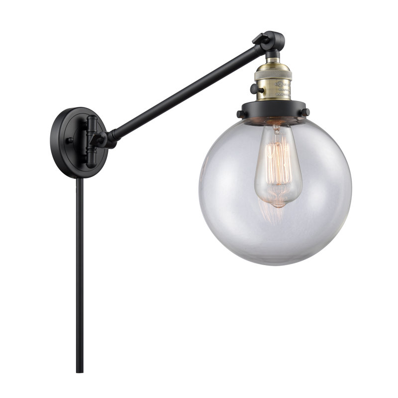 Clementina Plug-in Swing Arm Sconce, LED, Clear, Antique Copper