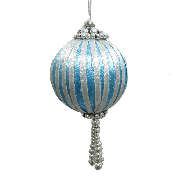 6.5cm Bauble, Turquoise/Silver