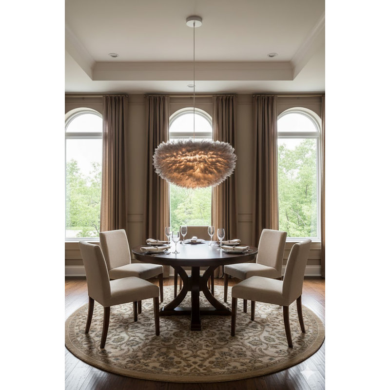 Lustre 1 lumière avec boule d'oie Manrique, Gris, Gris foncé, H 15,75 po x l 25,59 po x P 25,59 po