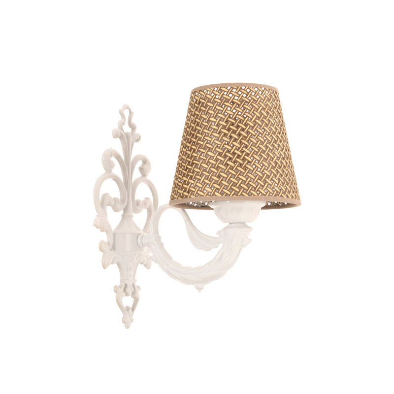 Elegant Wall Lamp with Metal Body, Natural & White Finish | Dimensions: 9.8 x 5.9 x 10.6 Inches | E27 Socket, Max 40W (Bulb Not Included) | IP20 Rated | Perfect for Living Room, Bedroom, & Hallway Decor