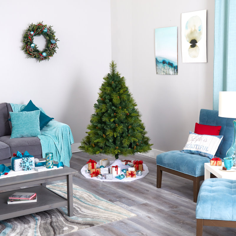 Lighted Artificial Pine Christmas Tree, 5' H
