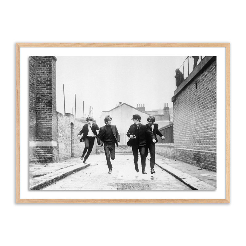 The Beatles Running In A Hard Day's Night Print by Getty Images, 24" H x 32" W, White Oak