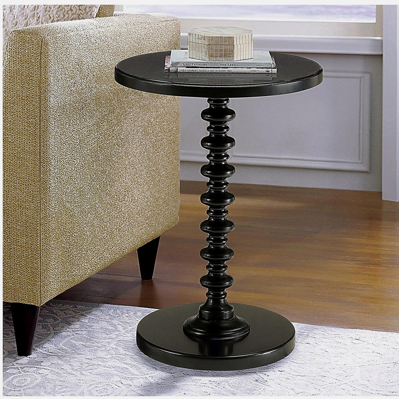 Table d'appoint ronde noire en bois, Noir
