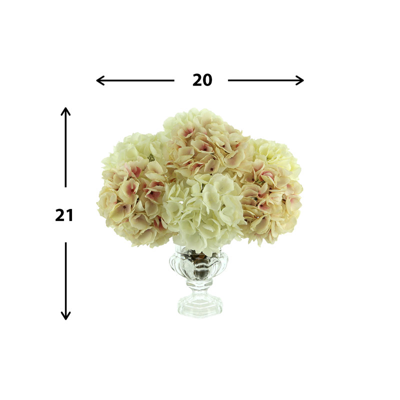 Cream And Mauve Hydrangea In Pedestal Vase