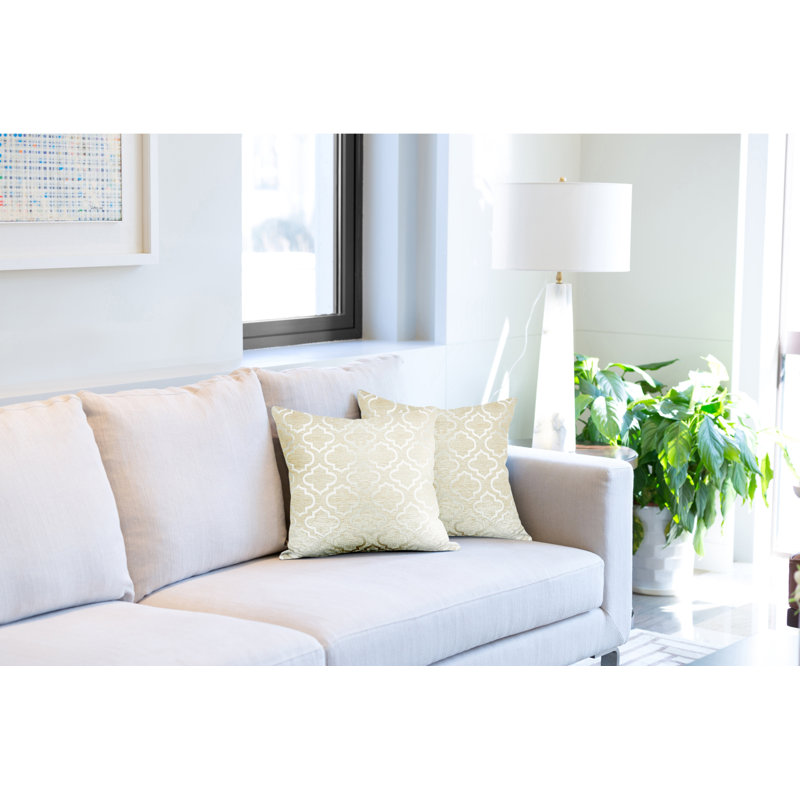 Yuliana Geometric Square Throw Pillow Cover, Cream