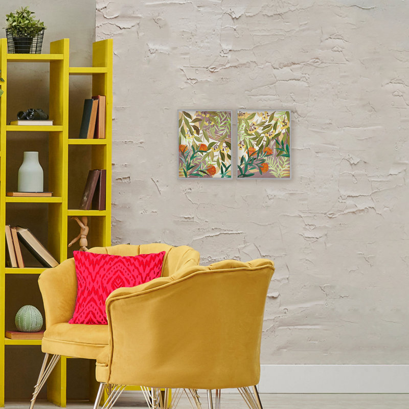 Walk With Me Botanicals, ensemble de 2 giclées encadrées, design par Dani Heyward, Giclée de ferme grise encadrée