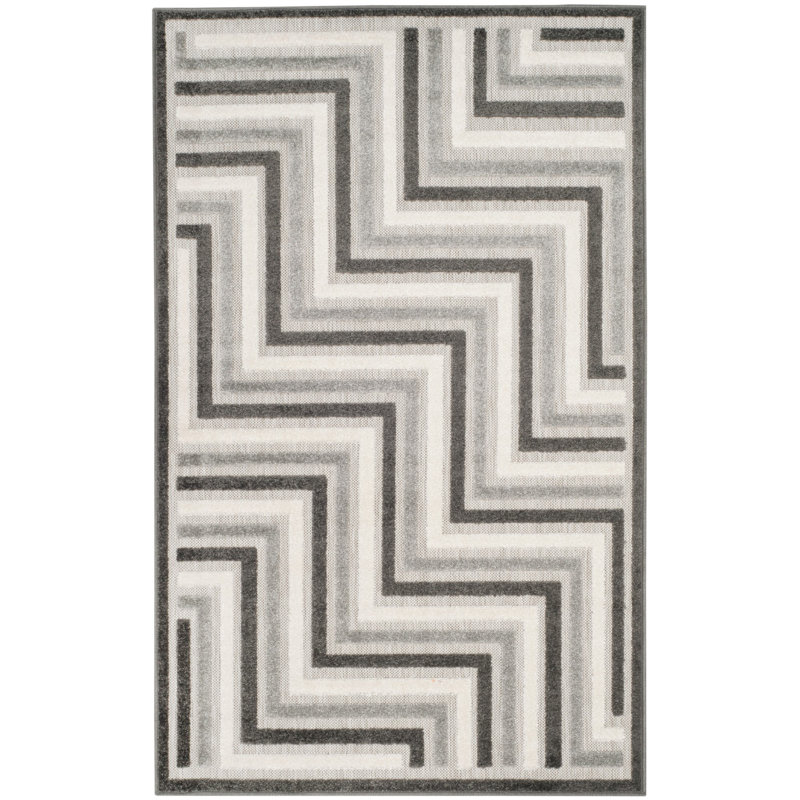 Tapis gris à motif de chevrons Jevan, Rectangle 3 pi 3 po x 5 pi 3 po