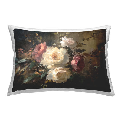 Stupell Industries Dark Still Life Roses Design by Petal Prints Design Throw Pillow