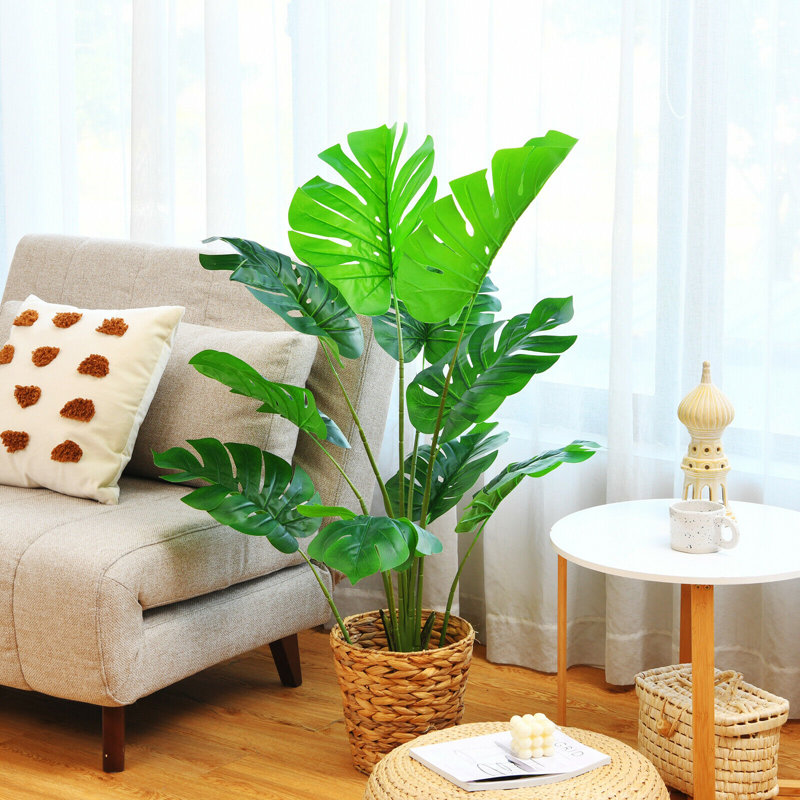 2 pièces d'arbre artificiel décoratif d'intérieur / extérieur Monstera Deliciosa