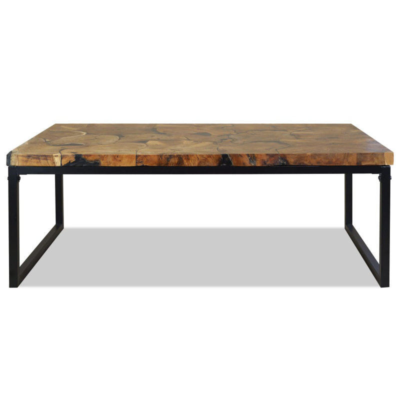 vidaXL Coffee Table End Table Side Table Living Room Furniture Teak Resin, 43.3", Black