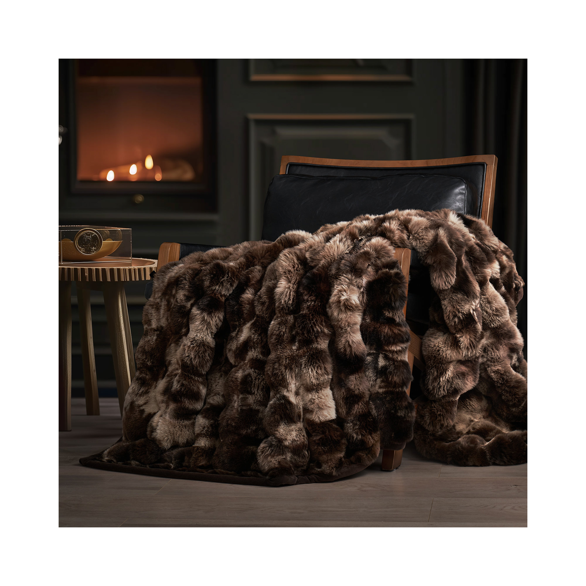 Ridgeline Faux Fur Throw Blanket, Mocha Brown Ombre, 80" L x 60" W